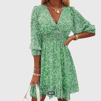 Women's Spring Smocked V-Neck Midi Dress