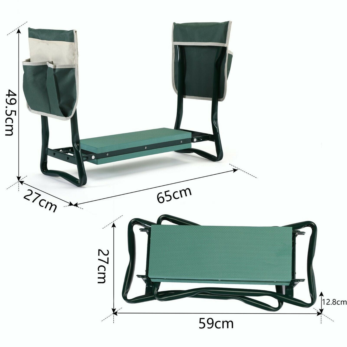 Foldable Garden Kneeler and Bench with Side Pockets