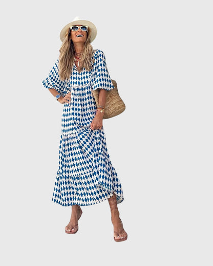 Spring Patterned Maxi Dress For Women