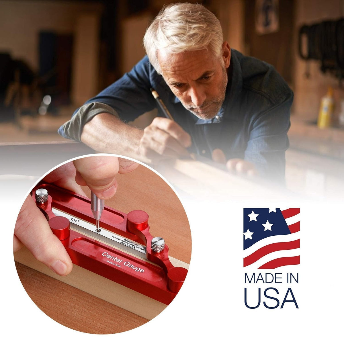 Centering Marking Tool for Woodworking Joints – Stainless Steel