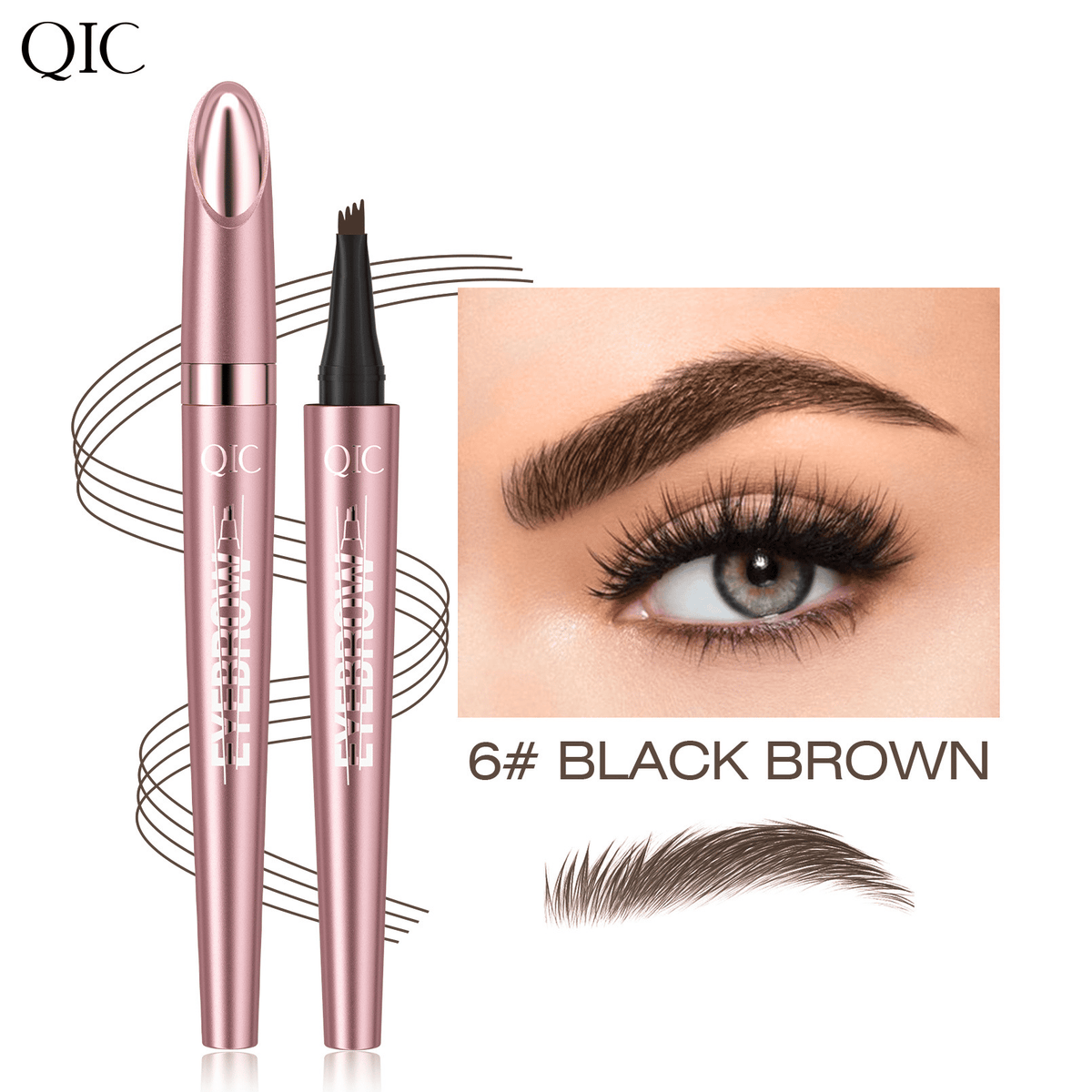 Waterproof Micro Fork Eyebrow Pencil with 4-Point Tip
