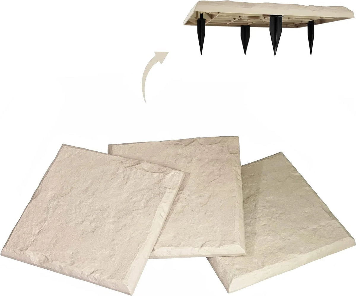 Non-Slip Outdoor Pathway Tiles with Ground Spikes for Secure Grip