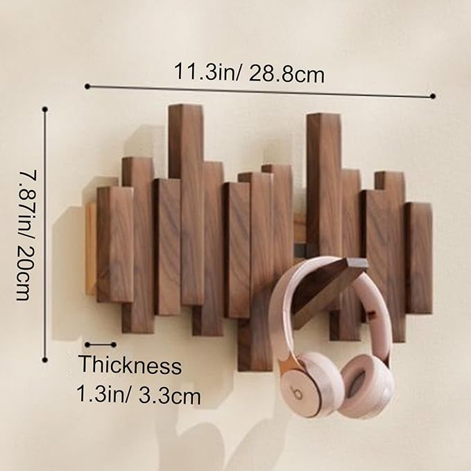 Piano Key Wall Coat Rack – Foldable Solid Wood Hooks with Magnetic Design