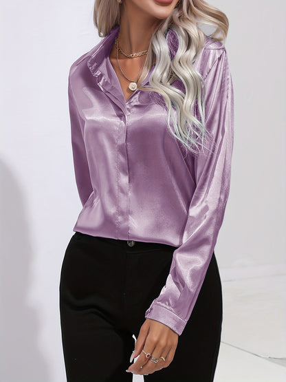 Sarah | Women’s Button Down Long Sleeve Satin Blouses