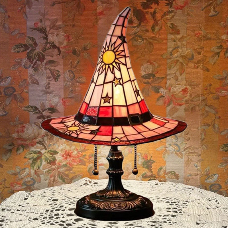 Witch Hat LED Night Lamp – Resin Decorative Light for Halloween & Home