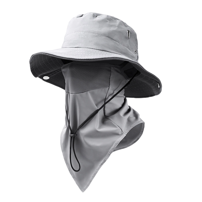 Wide Brim Sun Hat with Removable Face Shield – Breathable Ice-Silk Cooling