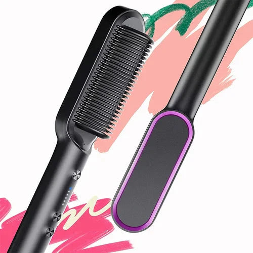 Heated Hair Straightening Brush Comb with Ionic Anti-Scald Technology