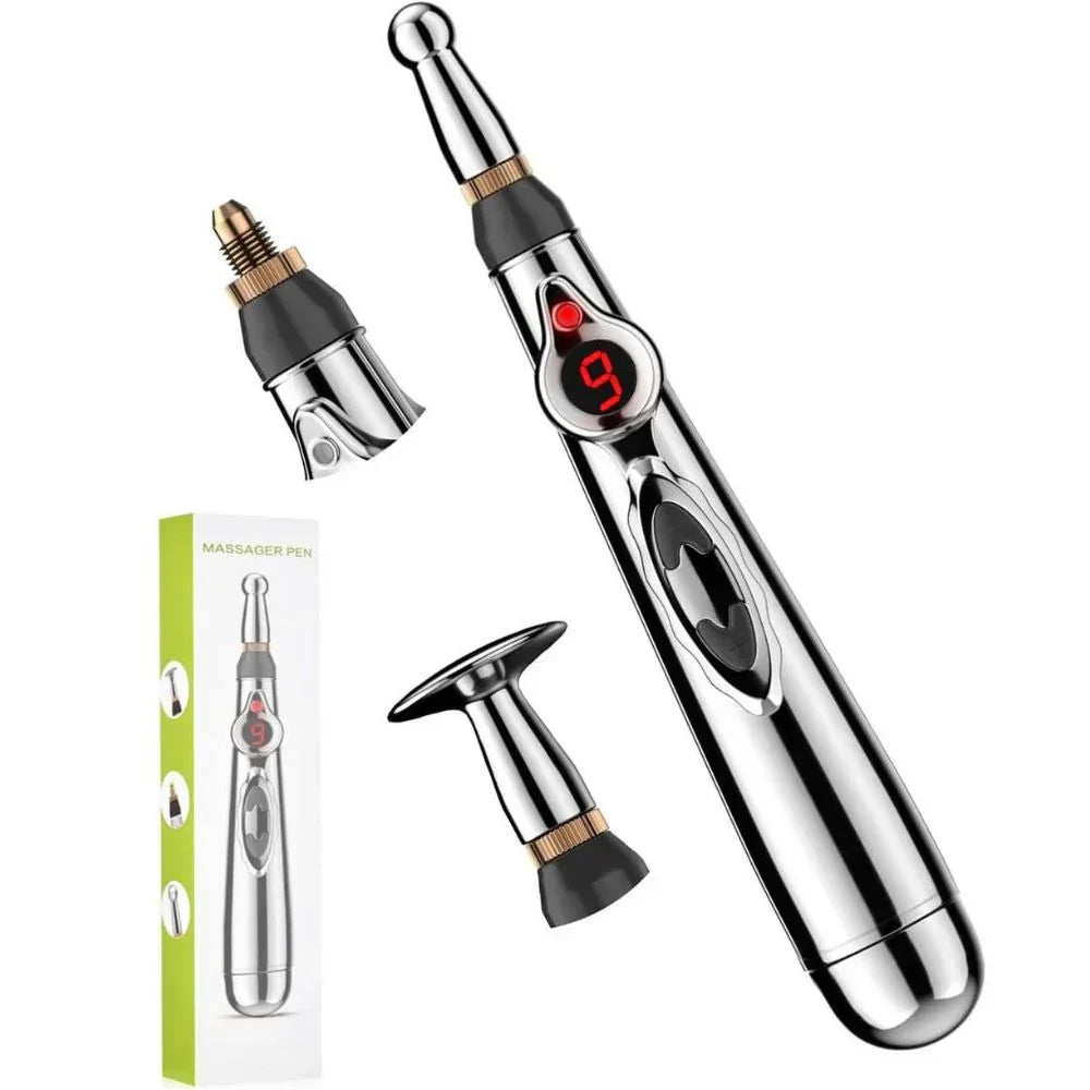 Electric Acupressure Pen with 5 Massage Heads & 9 Intensity Levels