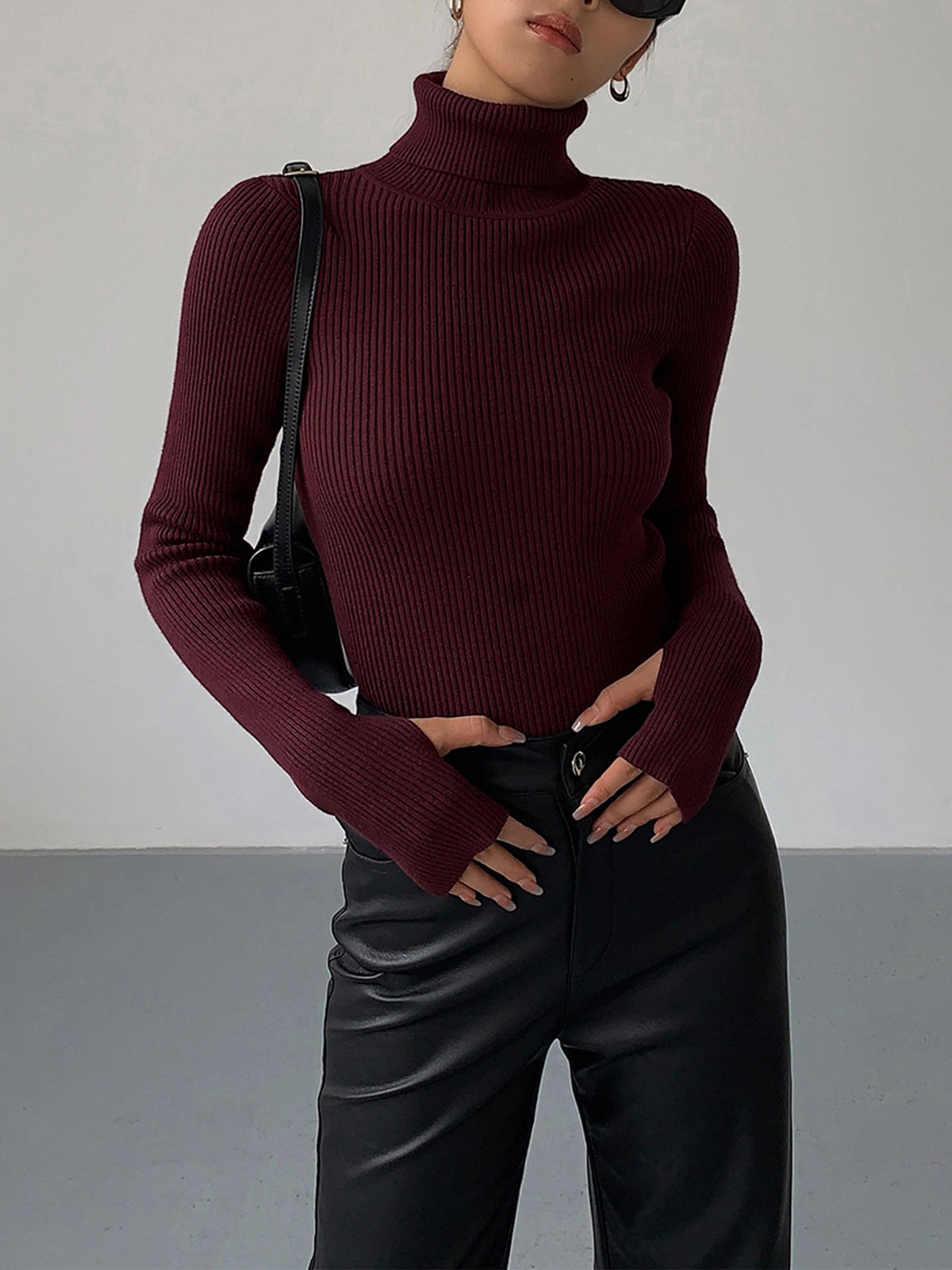 Hailey | Women’s Minimalist Slim Turtleneck Stretch Top