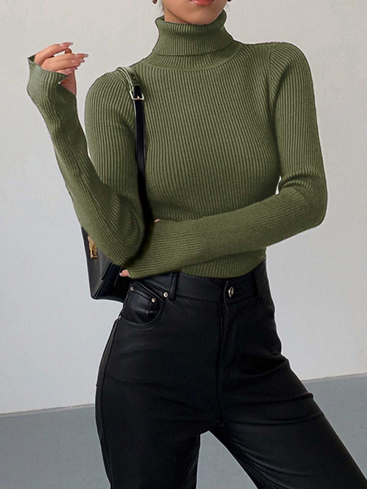 Hailey | Women’s Minimalist Slim Turtleneck Stretch Top