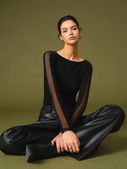 Florence | Women’s Spring Stylish Mesh Sleeve T-Shirt