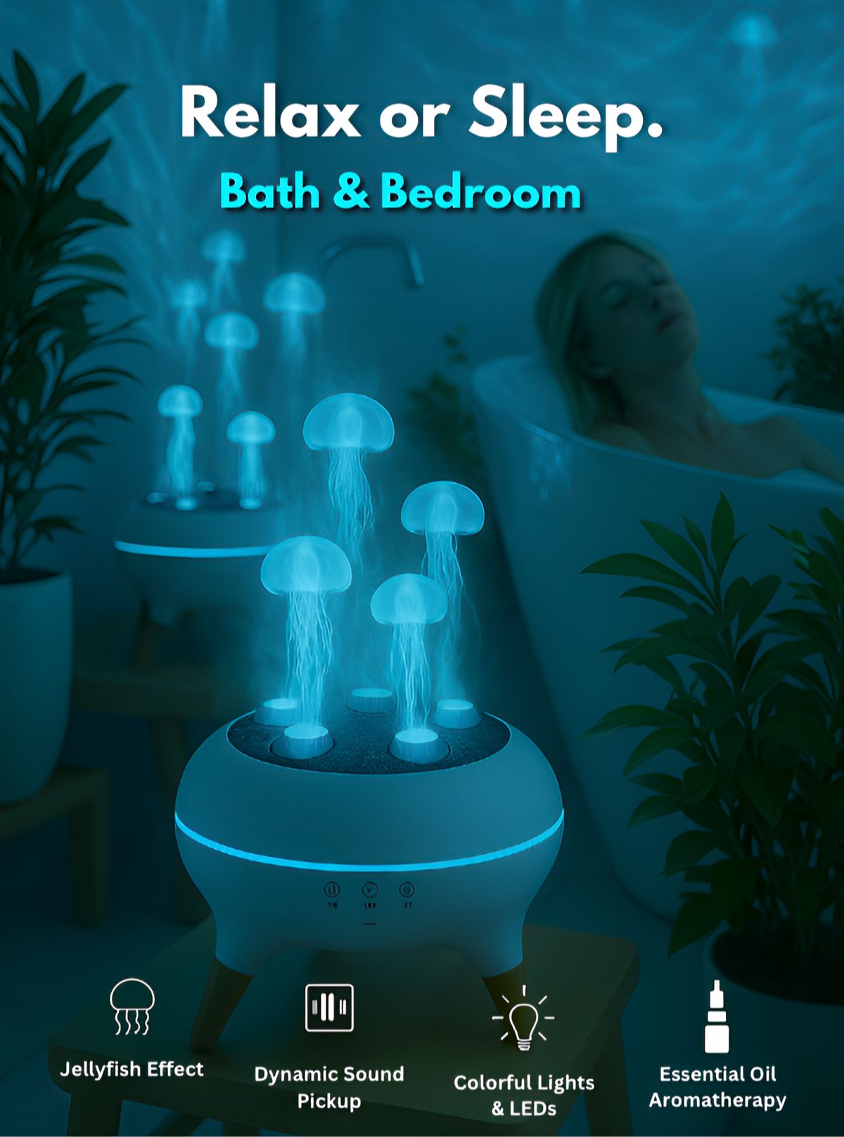 Ultrasonic Aroma Diffuser with Jellyfish Mist Effect & Ambient Light