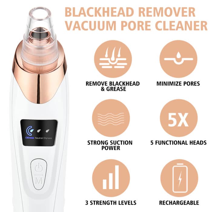 Blackhead Remover Vacuum | Deep Pore Cleanser | Adjustable Suction | Rechargeable | PureLure