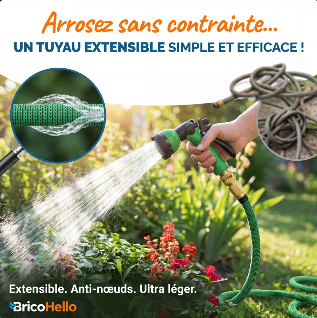 Kink-Free Expandable Garden Hose with Brass Fittings