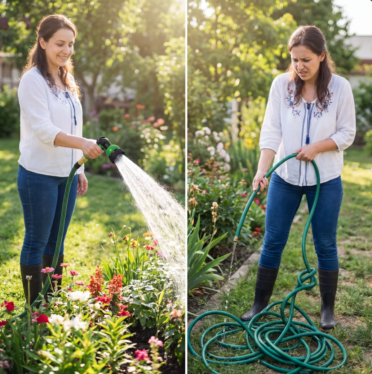 Kink-Free Expandable Garden Hose with Brass Fittings
