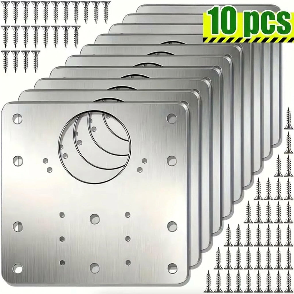 Stainless Steel Hinge Repair Plate for Cabinet Doors – 10 Pack