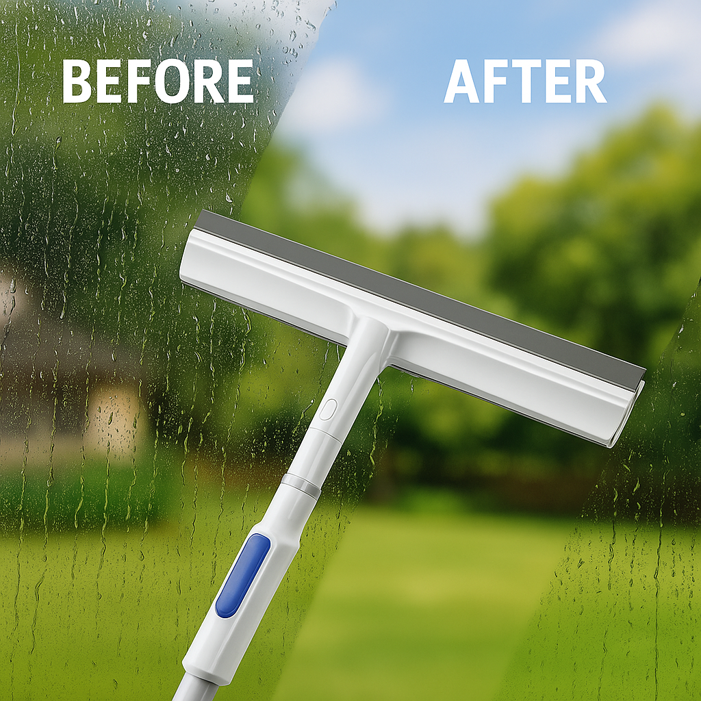 Telescopic Window Cleaner with Microfiber Pads and Squeegee