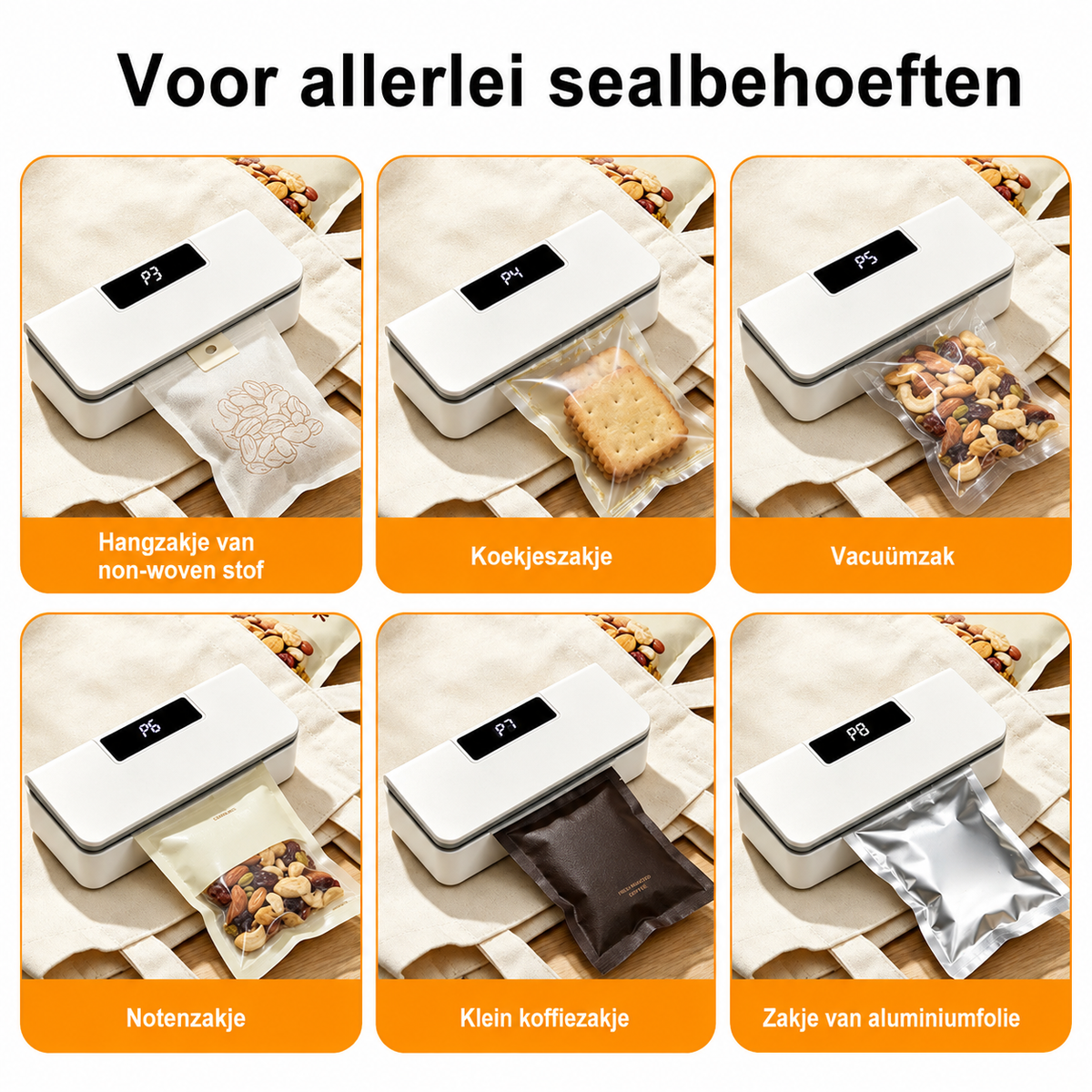 Rechargeable Bag Sealer with 8 Heat Settings & Built-In Cutter