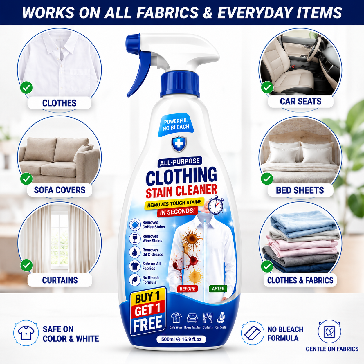 StainClean – Powerful Fabric Cleaner for Spotlessly Clean Textiles [Buy 1 Get 1 Free]