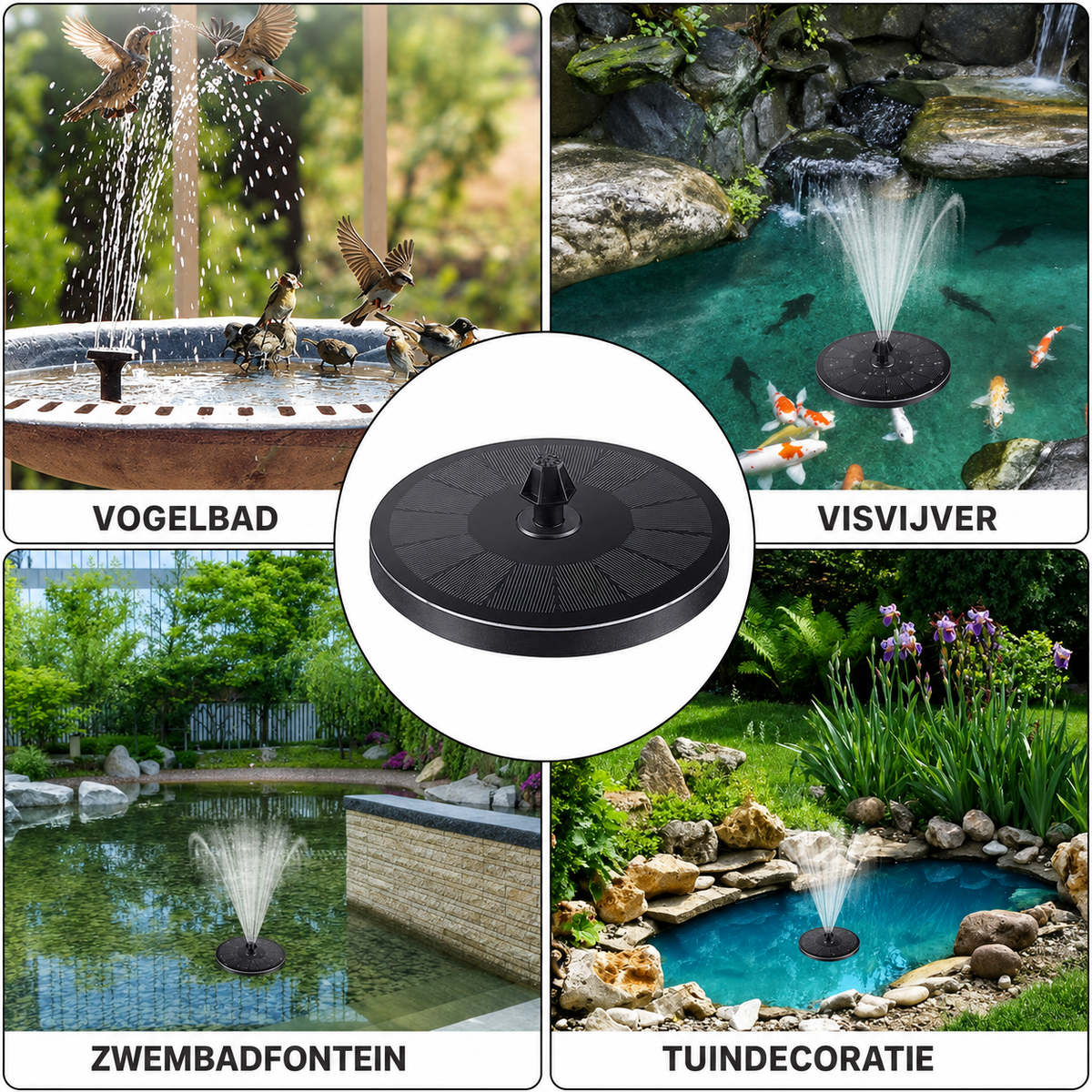 Solar Powered Floating Fountain Pump for Garden Pond & Bird Bath