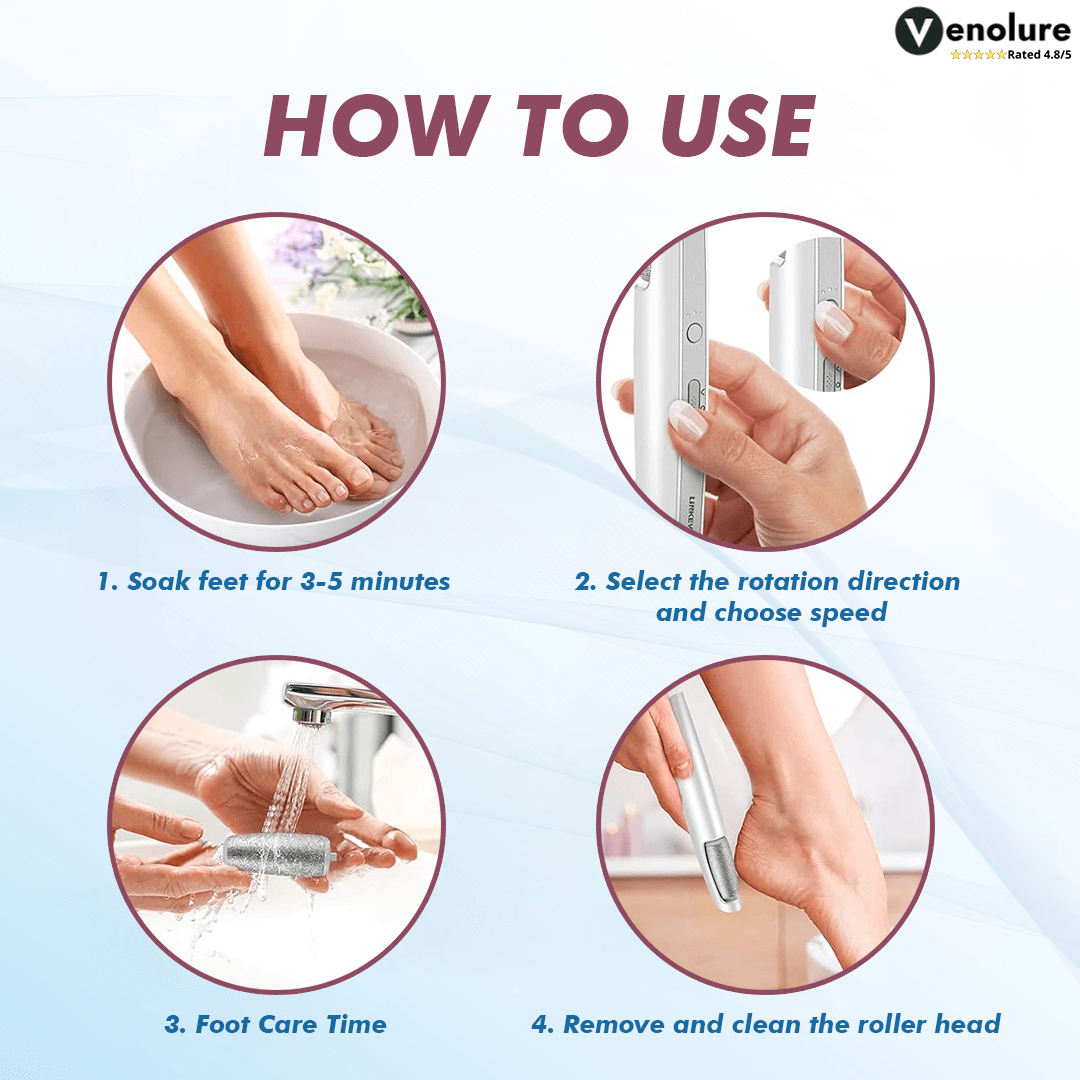 Electric Callus Remover for Feet with 3 Speed Settings & LED Light
