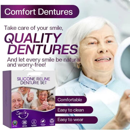 Denture Liner Set | Silicone Comfort Fit |  Upper & Lower Compatible | SmileHold