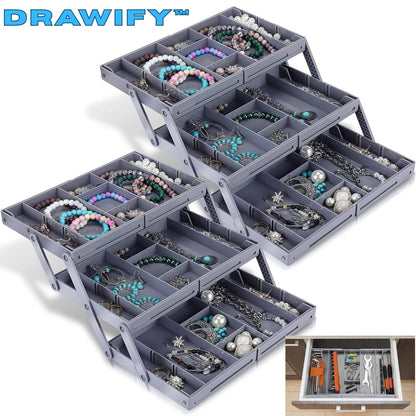 Drawer Organizer | 3-Tier Expandable Design | Adjustable Compartments | Drawify