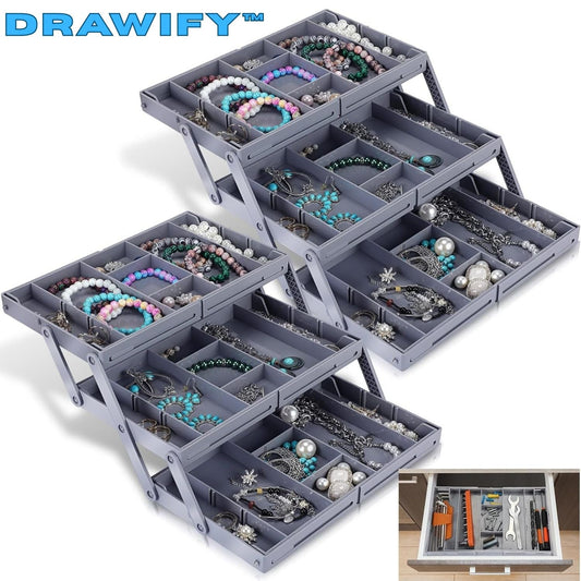 Drawer Organizer | 3-Tier Expandable Design | Adjustable Compartments | Drawify