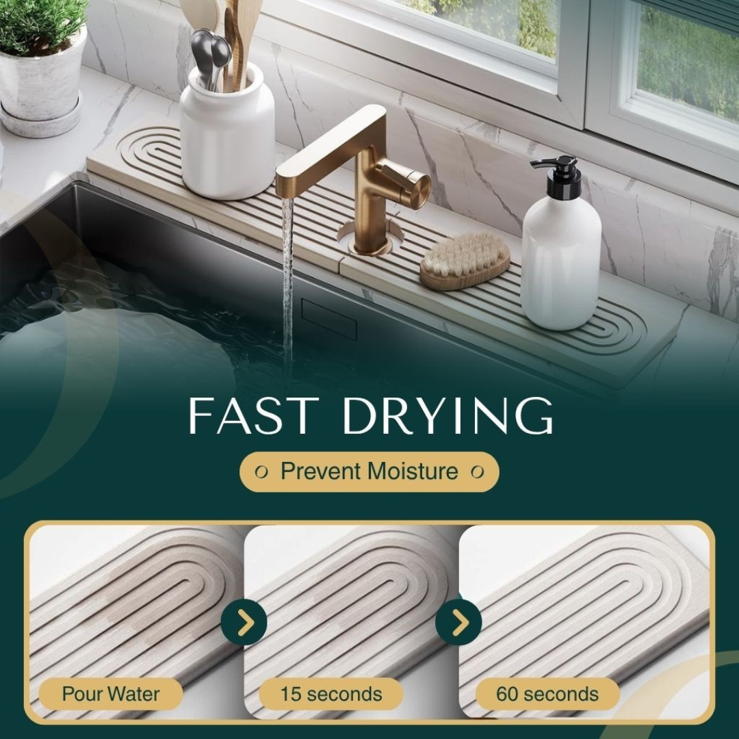 Super Absorbent Diatomaceous Earth Stone Mat for Kitchen Sink