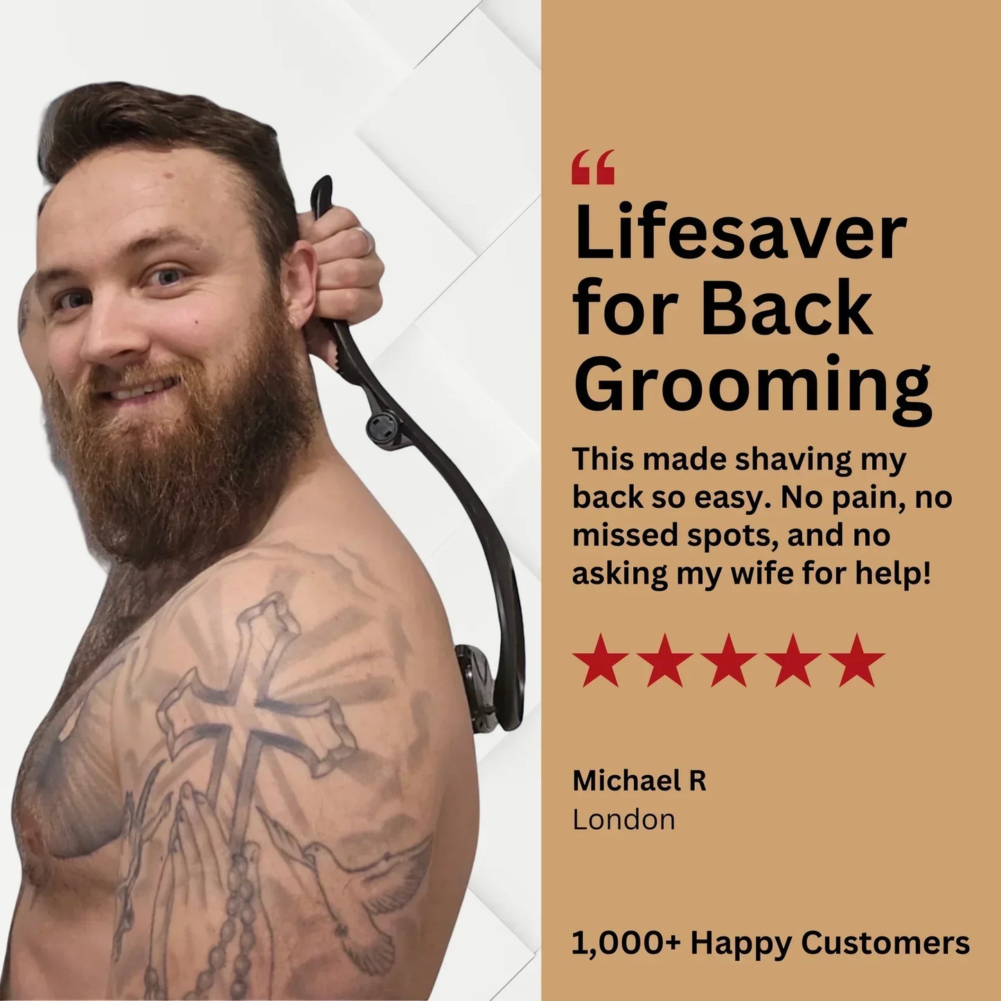 Easy Grooming Tool | Extra-Long Handle | Pain-Free Back Hair Removal |  SmoothReach