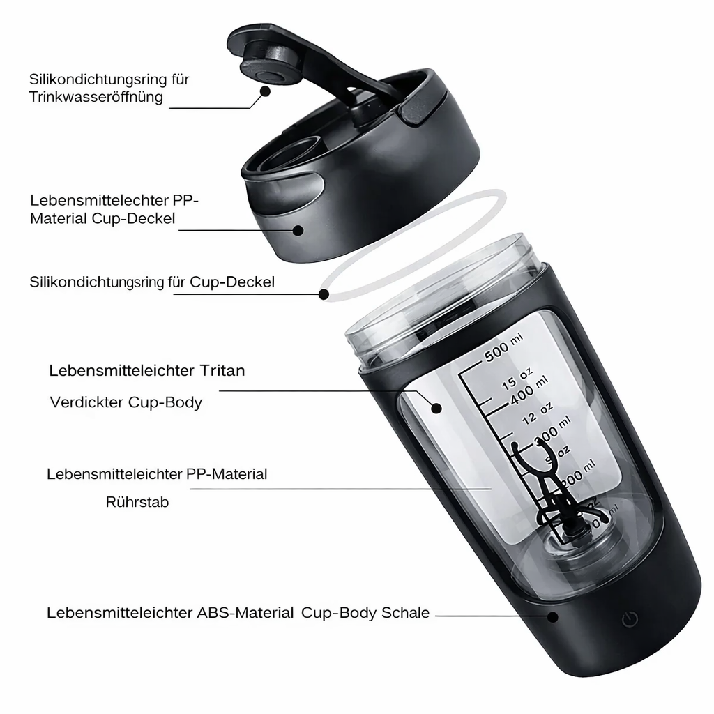 Electric Protein Shaker Bottle with Self-Mixing Motor