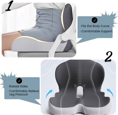 Ergonomic memory foam seat cushion | Pressure-relieving & non-slip | ErgoComfort