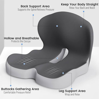 Ergonomic memory foam seat cushion | Pressure-relieving & non-slip | ErgoComfort