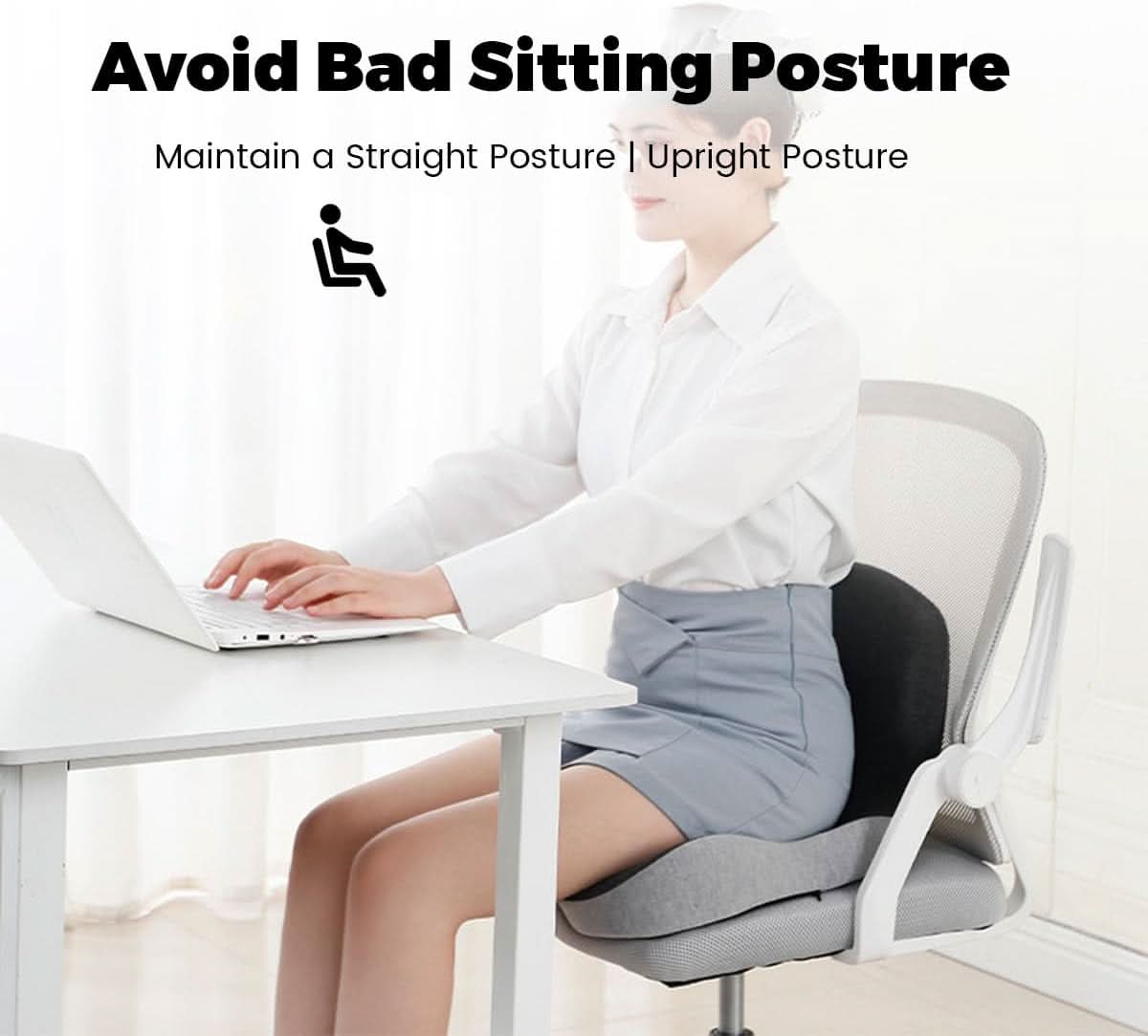 Memory Foam Seat Cushion with Non-Slip Base for Office & Car