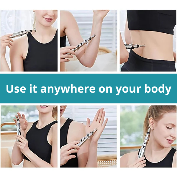 Electric Acupressure Pen with 5 Massage Heads & 9 Intensity Levels