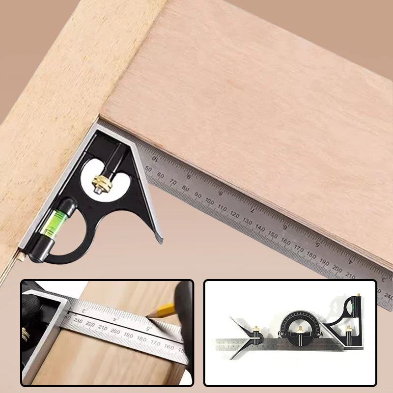 Adjustable Angle Ruler Set with Scribing Pin for Woodworking & Metalworking