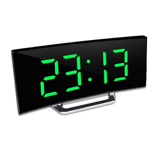 Digital Alarm Clock with Curved LED Mirror Display & Crescendo Alarm