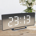 Digital Alarm Clock with Curved LED Mirror Display & Crescendo Alarm