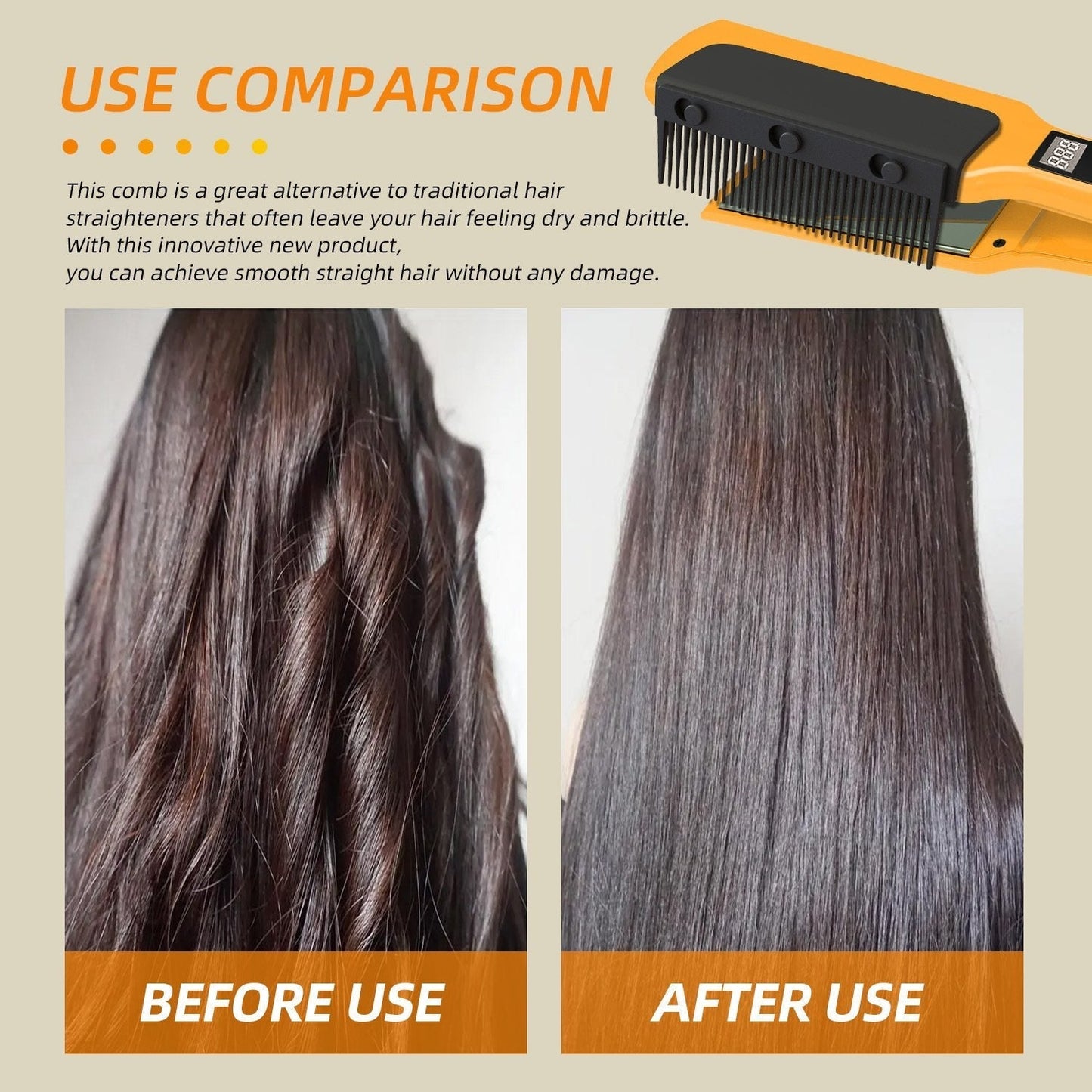Hair Straightener Comb | Heat Resistant | One-Handed Styling Tool | StyleMate