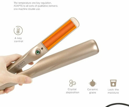 Hair Straightener & Curler | Ceramic Plates | Adjustable Temperature | WaveGlide