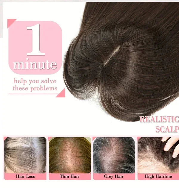 Real Human Hair Topper with Breathable Base for Thinning Hair