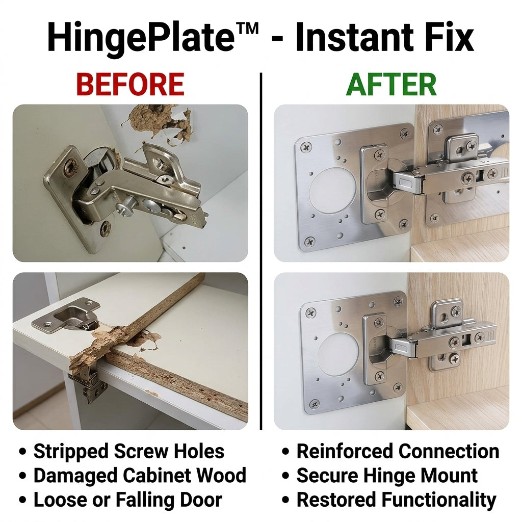Stainless Steel Hinge Repair Plate for Cabinet Doors – 10 Pack