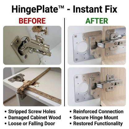 HingePlate – Hinge Repair Plate for Quick Furniture Repairs | 5 + 5 Free