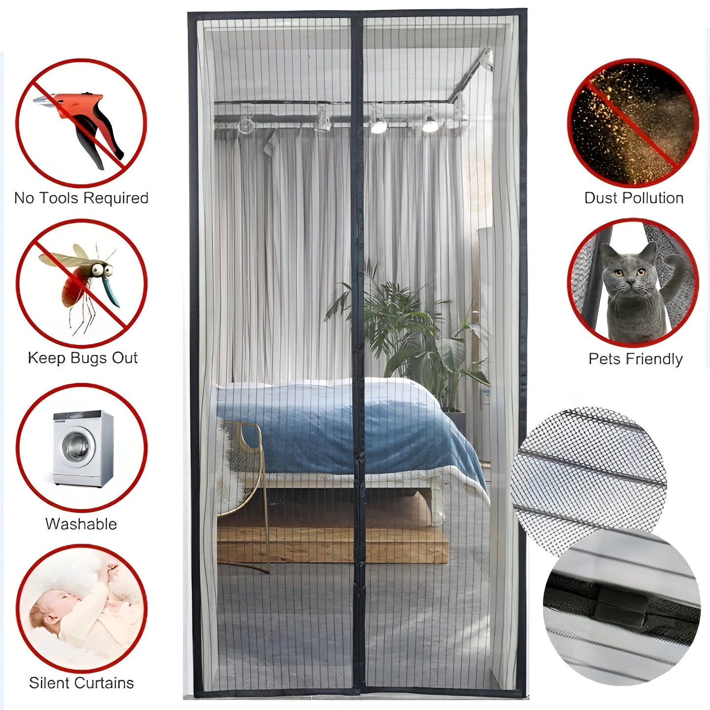 MagniSeal™ – Magnetic Door Net Against Insects, Closes Quickly and Automatically [50% Discount]