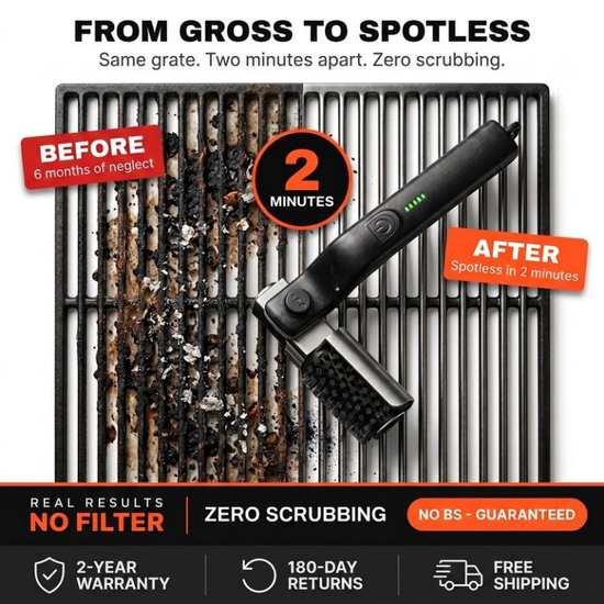 Motorized Grill Grate Cleaner – Bristle-Free Deep Clean in Under 2 Minutes