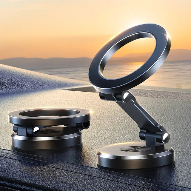 Magnetic Car Phone Holder with 360° Rotation – Foldable Dashboard Mount