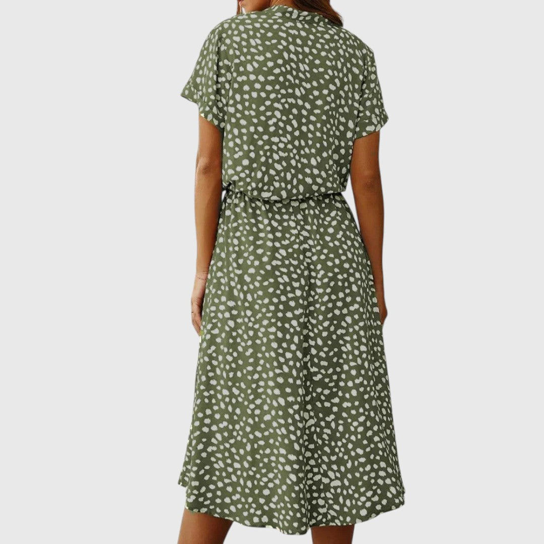 Printed Button-Front Midi Dress