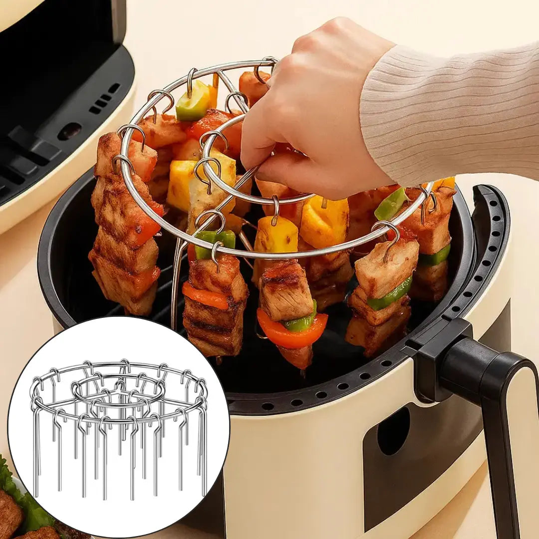 GrillEase™ – Airfryer Kebab Grill for Clean, Smoke-Free Grilling with Little Oil Design [50% Off]