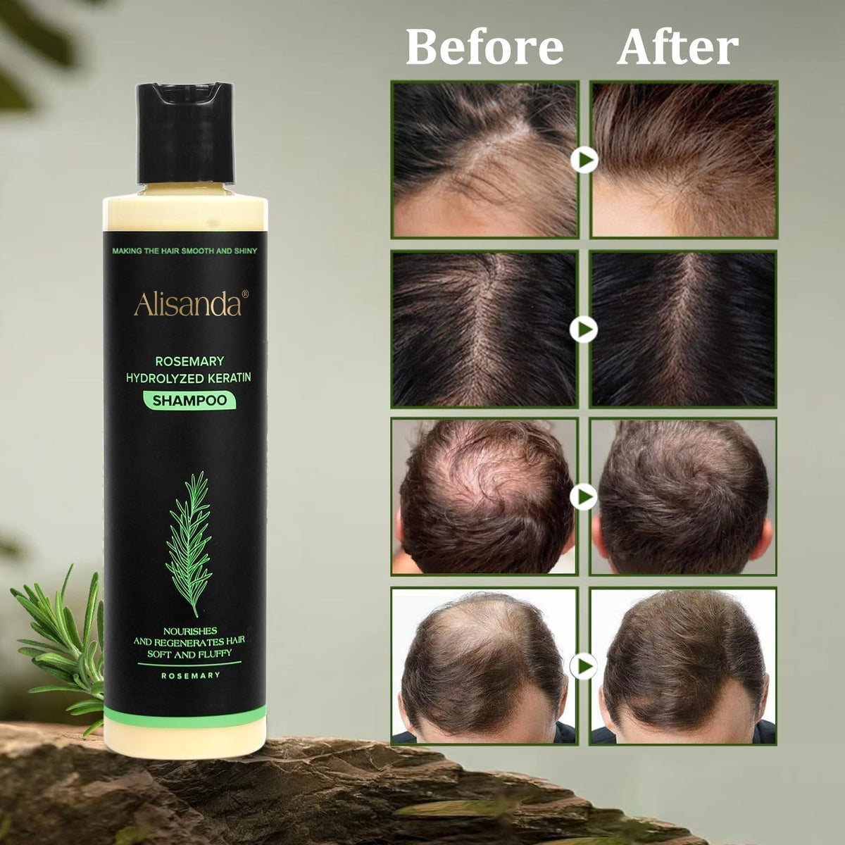 Organic Rosemary Shampoo with Keratin for Thicker Fuller Hair