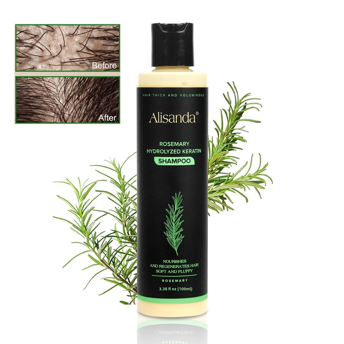 Organic Rosemary Shampoo with Keratin for Thicker Fuller Hair
